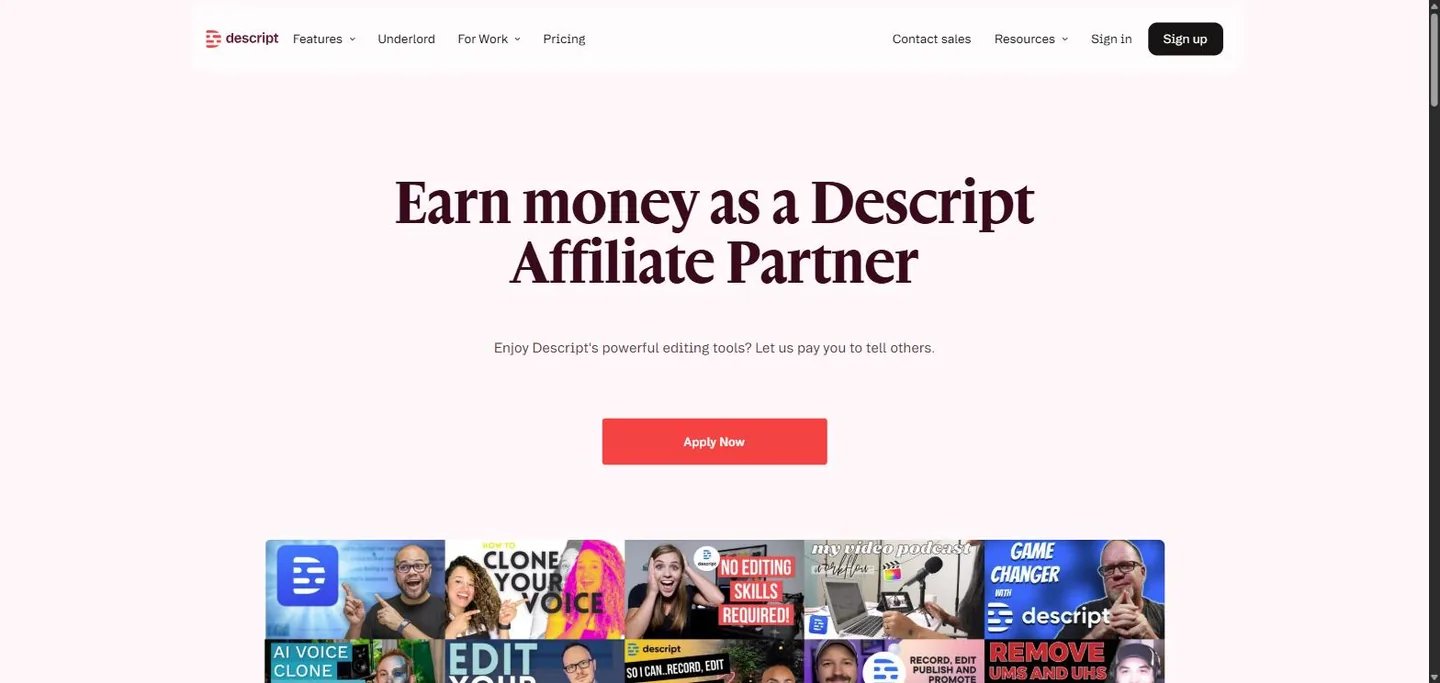 Descript affiliate program visual