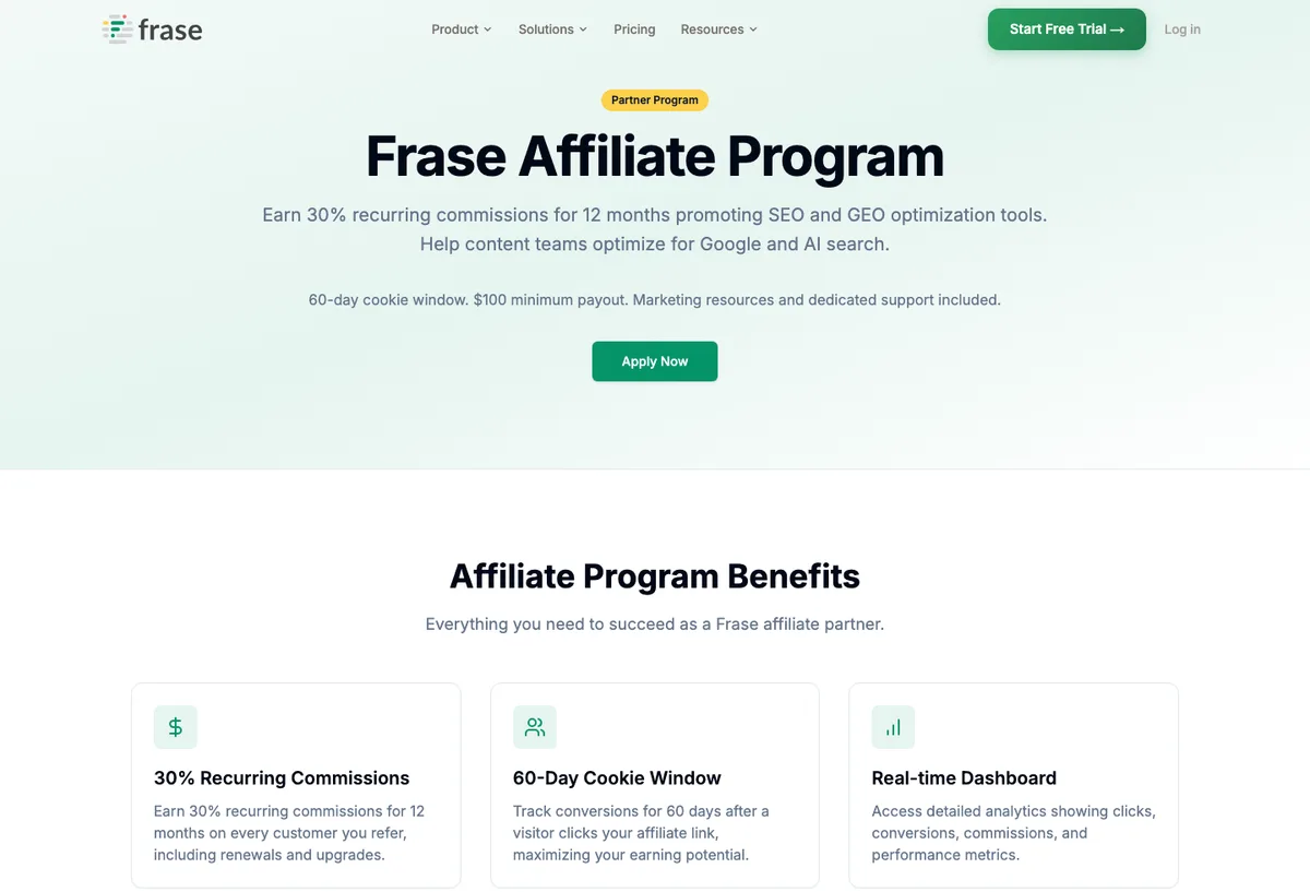 Frase affiliate program visual
