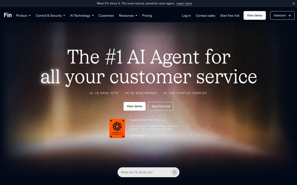 Fin landing page screenshot