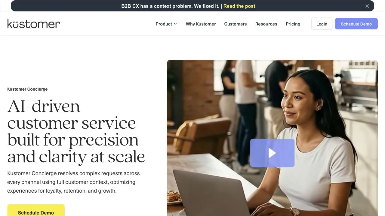 Kustomer Concierge AI page screenshot