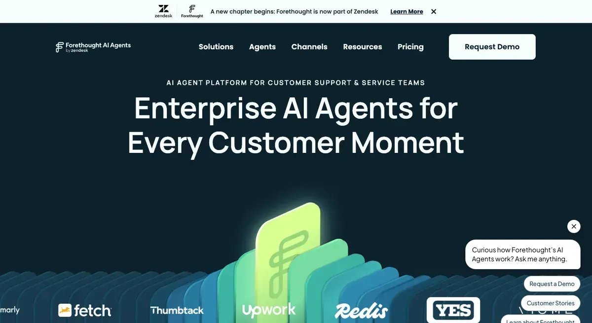 Forethought landing page screenshot