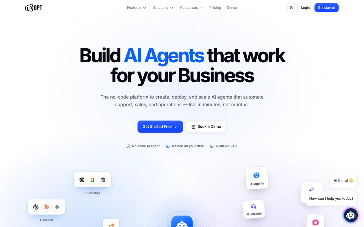 YourGPT landing page screenshot