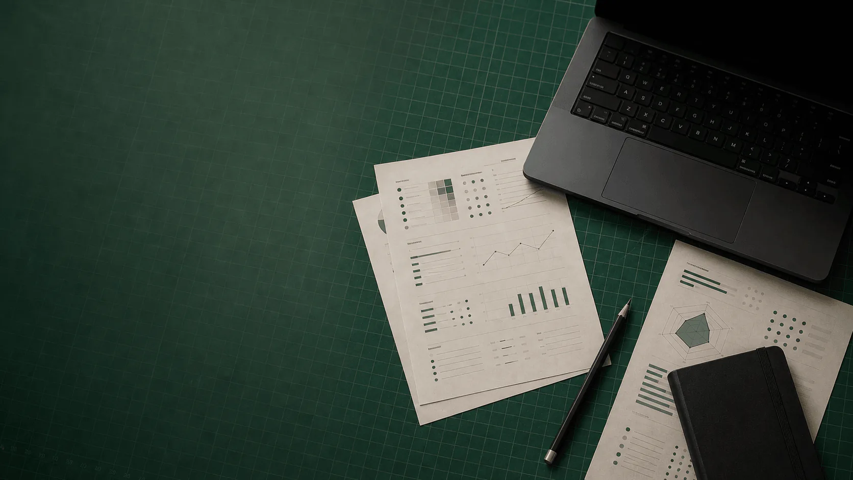 Research desk visual for evaluating Claude on long-form analysis and document workflows